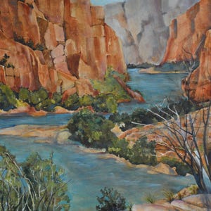 Green River Canyon Painting: Ladore, Colorado Watercolor Pastel Art