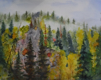 Original Watercolor Painting: Fall Landscape, Steamboat Springs Colorado