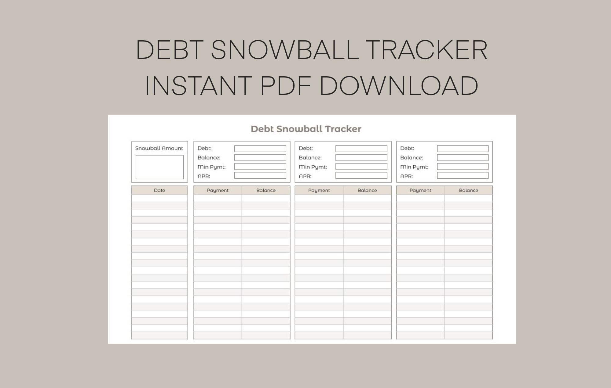 Debt Snowball Tracker Printable Debt Payment Worksheet | Etsy