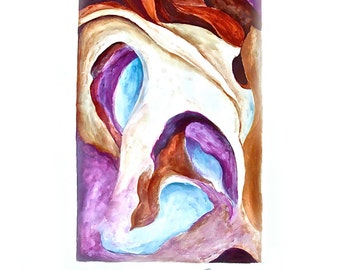 ORIGINAL  Expressionist  Graphic  Hand Signed and Numbered 19"  X  24"  Gothic Prairie Bronze Metalic Modern Expressionism Georgia O'Keeffe