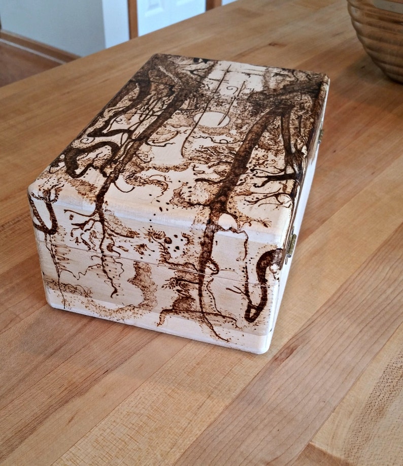 Wood Burned Magic the Gathering Deck Box Mono-color Swamp Example