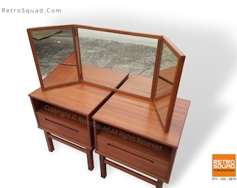 Danish Modern Teak Tri-Fold Wall Mirror by Kai Kristiansen for Aksel Kjersgaard Modern Mid Century Wall Mirror MCM 60s