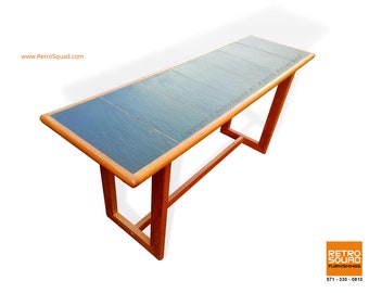 Danish Modern Teak & Slate Console Table Hallway, Entrance, Sofa MCM Mid Century Denmark Call Chris 571 330 0810