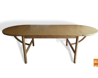 Danish Modern Beech Droop Leaf Dining Table Attributed to Borge Mogensen for FDB / MCM Mid Century Modern Call Chris 571 330 0810