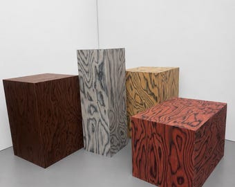 Ettore Sottsass Veneer Pedestal Display Stand – Modern Geometric Art Furniture