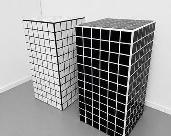 Custom Tiled Pedestal Display Stand – Modern Geometric Art Furniture