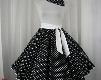 Petticoat skirt with cloth, rockabilly skirt, plate skirt with dots, black skirt white dots, polkadot skirt, 50s skirt, lolita skirt,