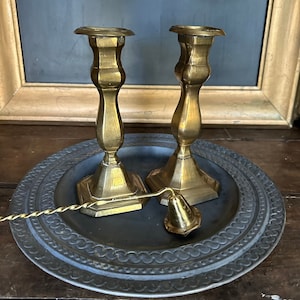 Antique Brass Candlestick Pair
