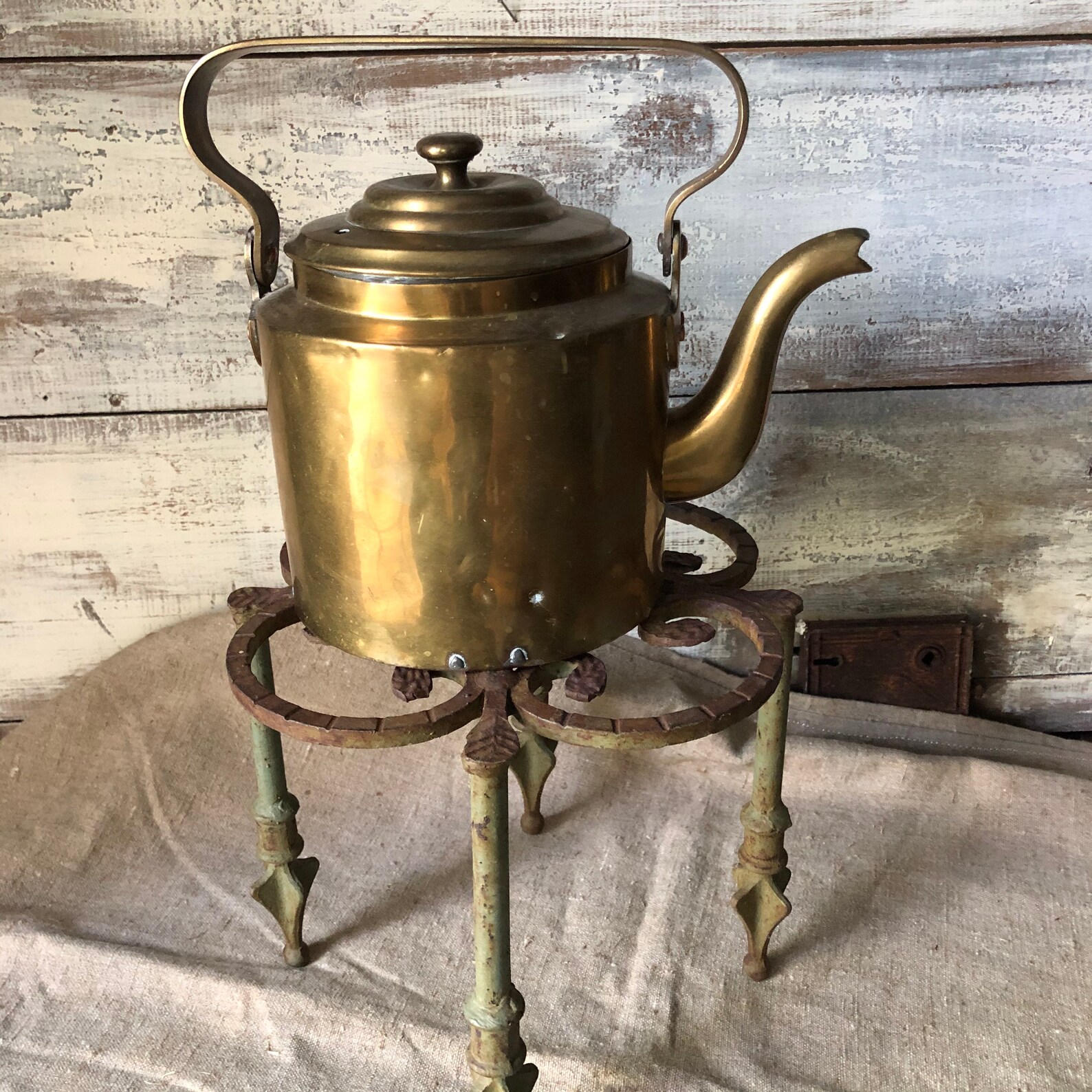 Beautiful Antique Brass Kettle 1800s Etsy