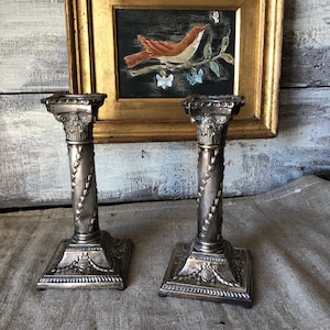 Antique Silver Plate Candlestick Holders