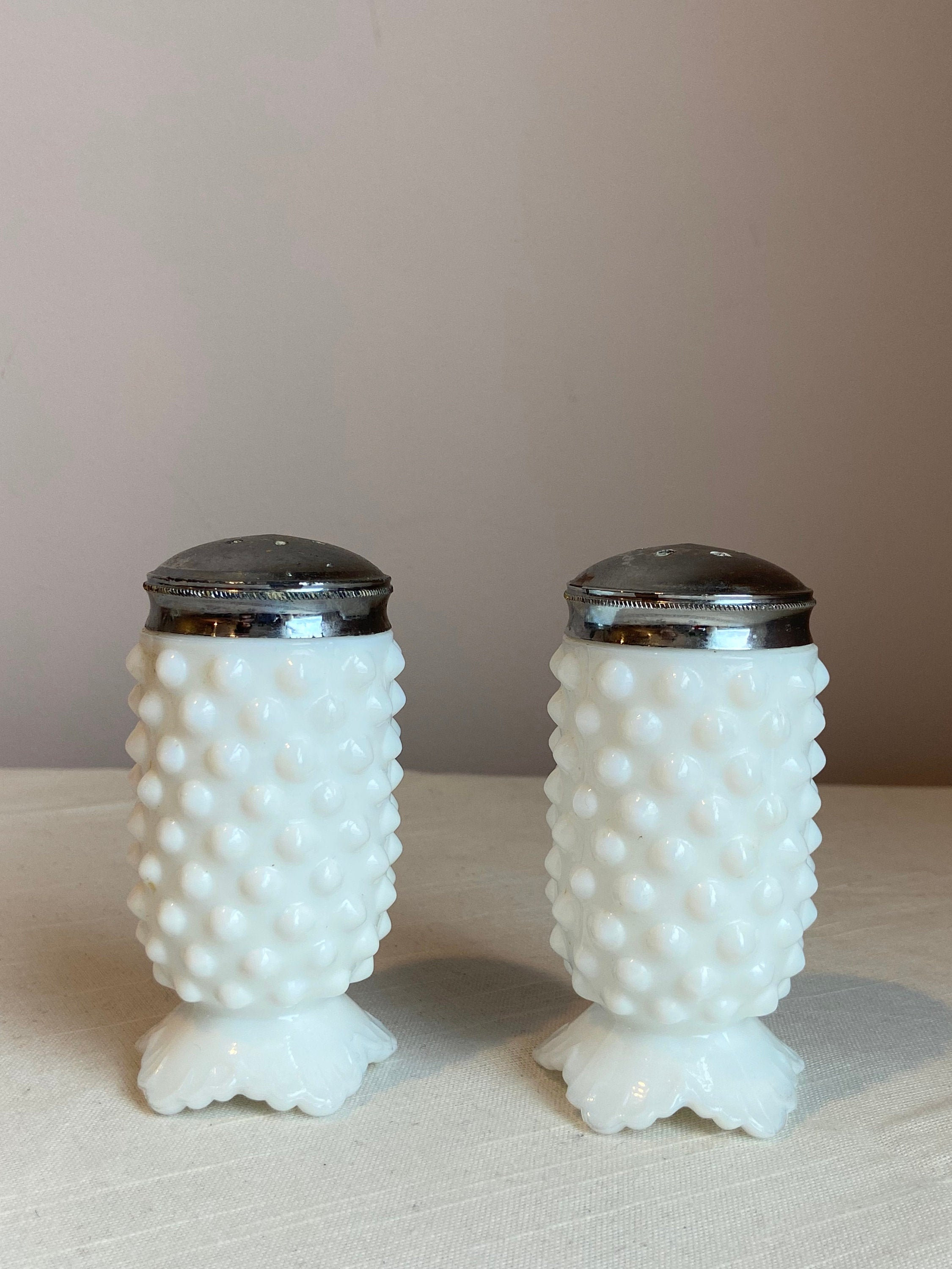 Fenton Hobnail Milk Glass Salt and Pepper Shaker Set Etsy