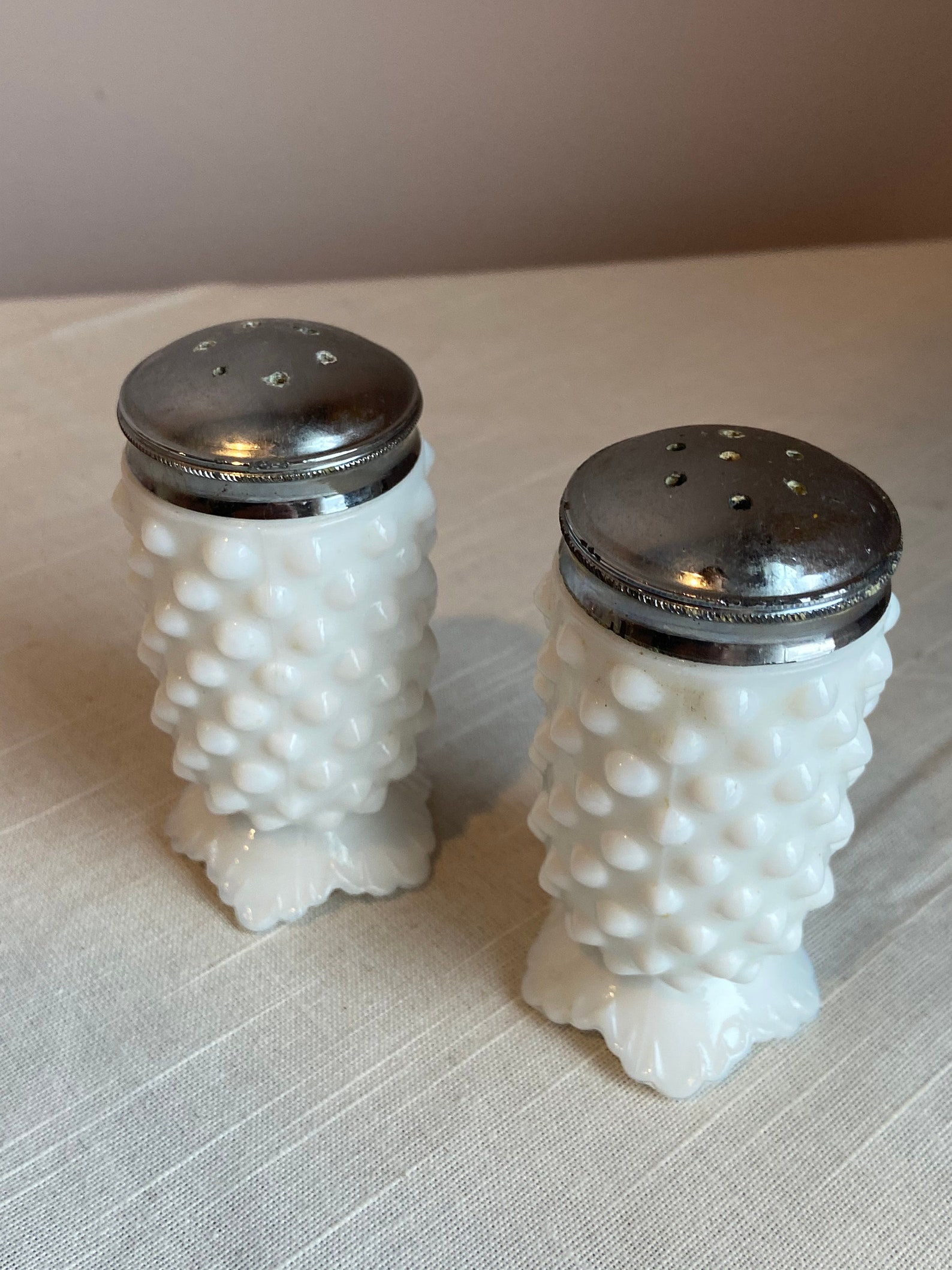 Fenton Hobnail Milk Glass Salt and Pepper Shaker Set Etsy