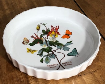 Portmeirion Botanic Garden, Aquilegia, Slender Columbine, 8" Quiche / Flan Dish