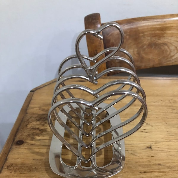 Silver Plate Heart Design Toast Rack