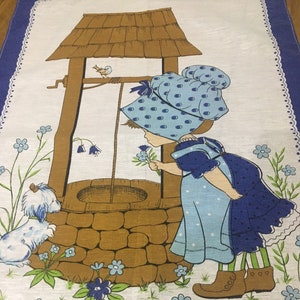 Vintage Holly Hobbie Style Tea Towel