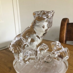 Royal Crystal Rock Glass Cat and Kittens Ornament - Etsy UK