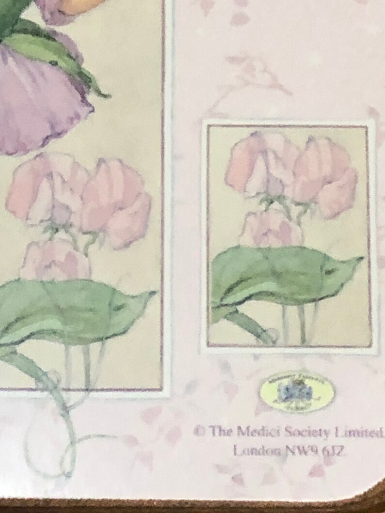 May include: A pink and green floral design with a white background. The image includes the text "The Medici Society Limited, London NW9 6JZ".