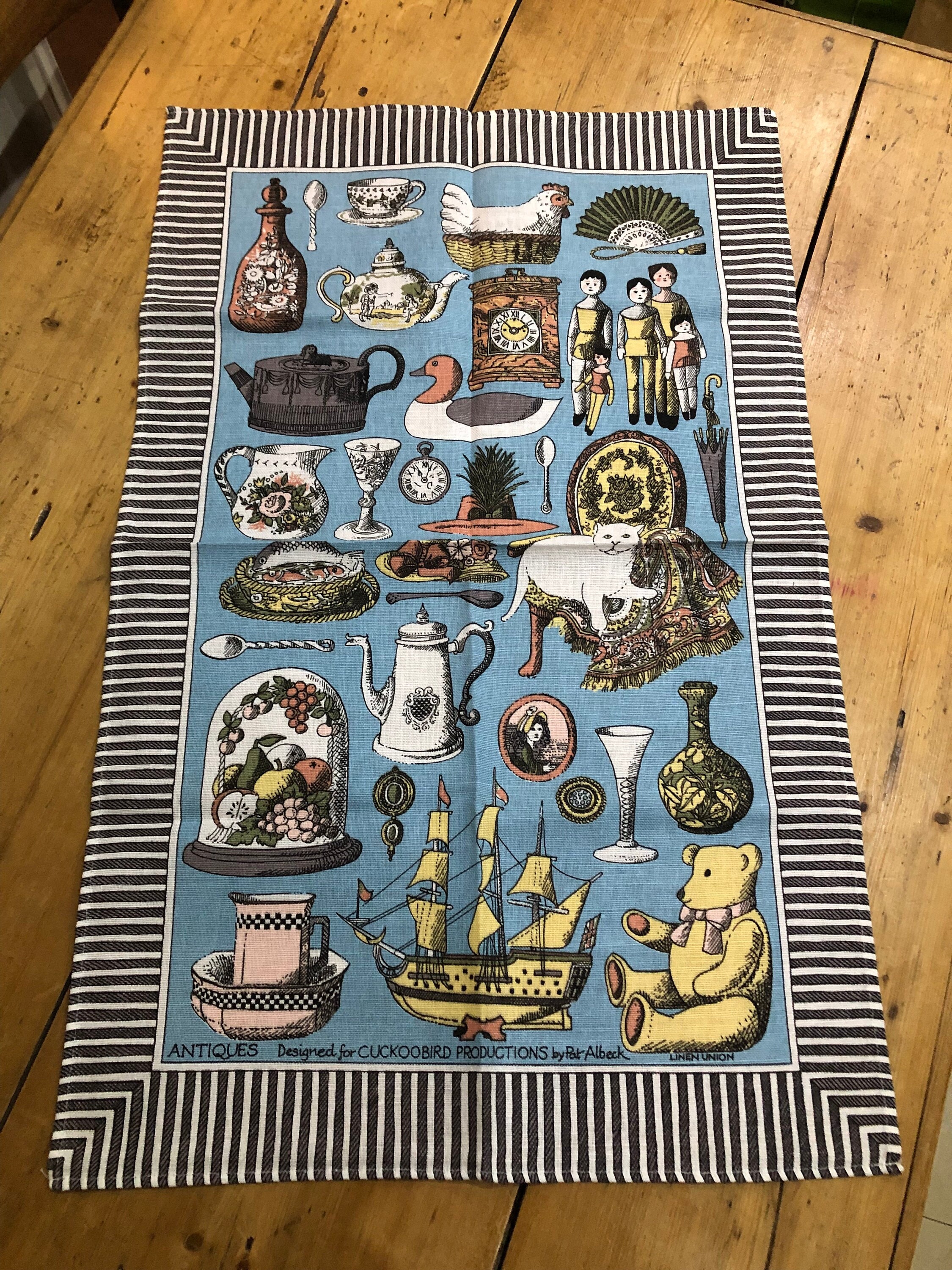 Vintage Antiques Pat Albeck Design Tea Towel