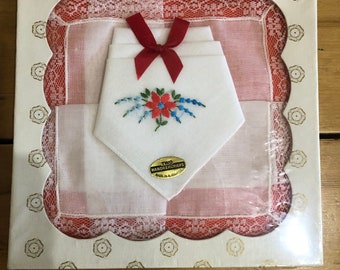 Boxed Set of Two Irish Cotton Ladies Handkerchiefs