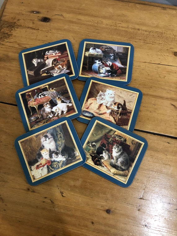 Set of Six Jason, Nostalgic Cats, Coasters - Etsy