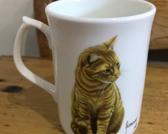 FRINGE Studio Cat Lady Pattern Mug - 15 Ounce Gold Accent Ceramic Mug (Not Microwave Safe)