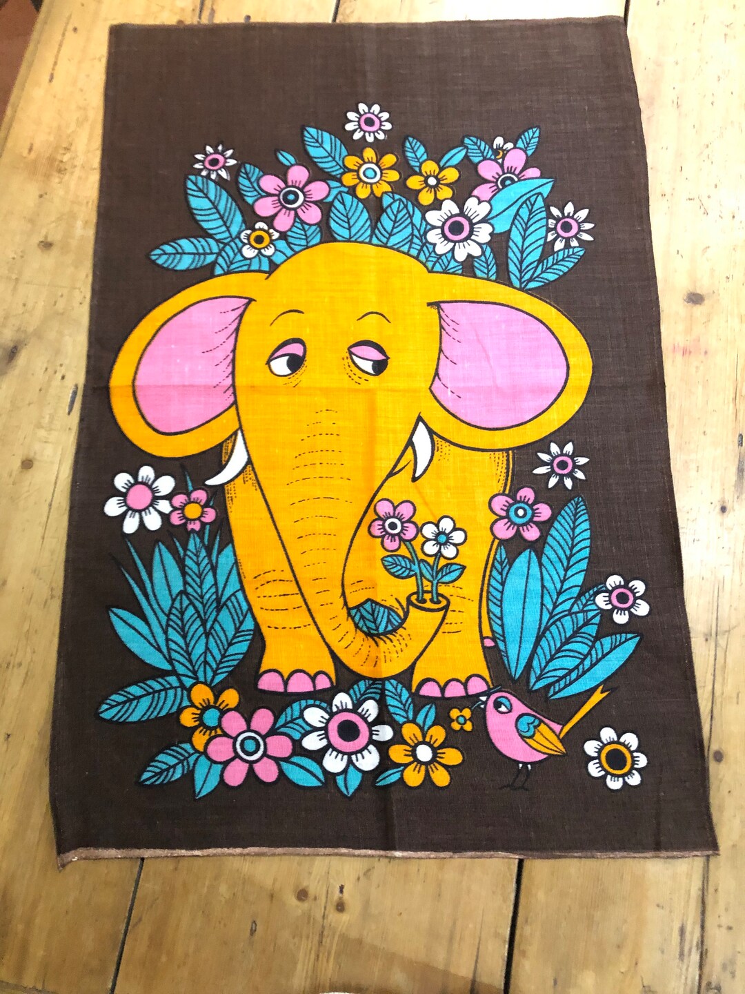 Vintage Retro Elephant Tea Towel Etsy