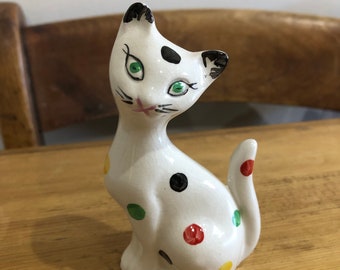 ヴィンテージアート陶器の水玉模様の猫 - Etsy 日本