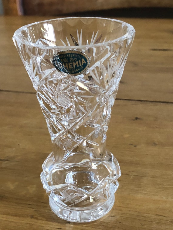 ボヘミア製 鉛クリスタル フラワーベース