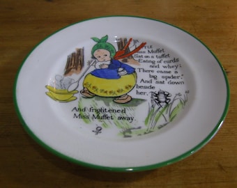 Child's Little Miss Muffet Mother Goose Series Nursery Rhyme Plate