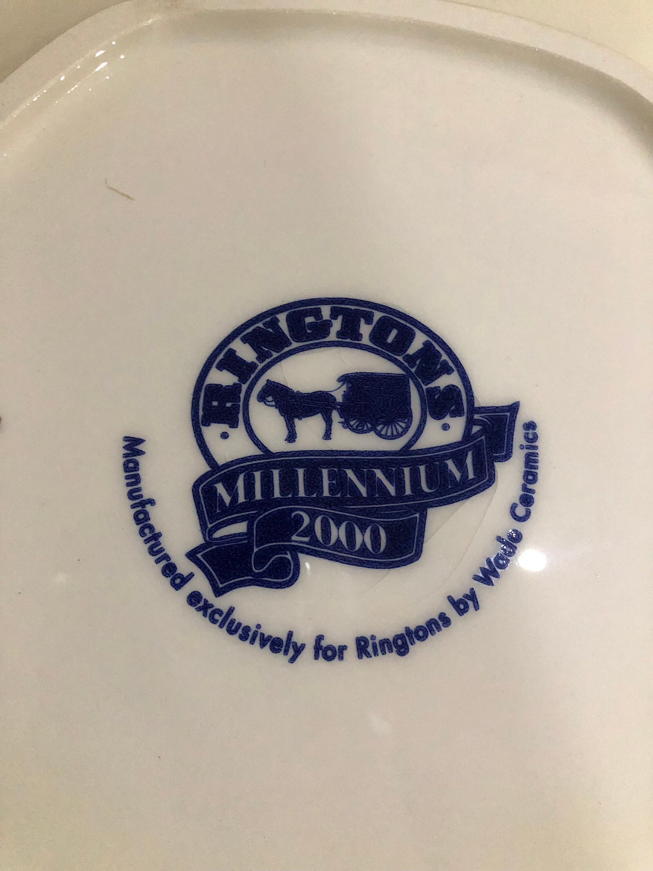 Ringtons Millennium Plate 記念プレート Ringtons Millennium Celebration Blue and White Year 2000 Plate