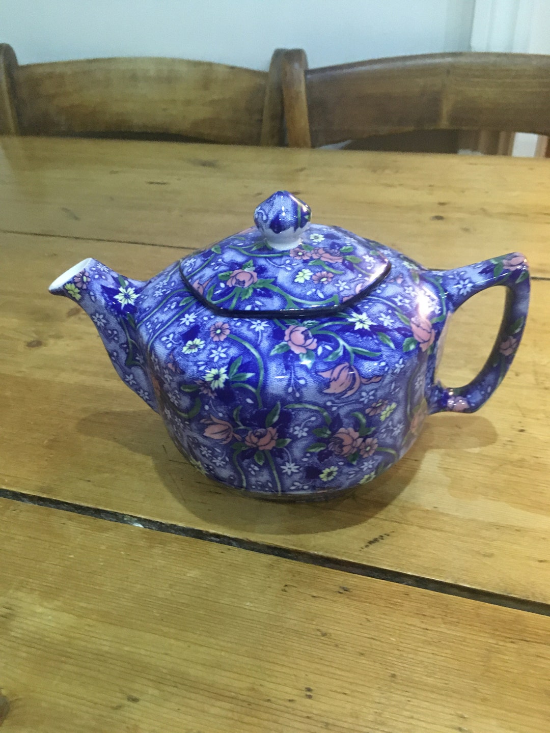 Ringtons Hexagonal Blue Chintz Teapot Etsy