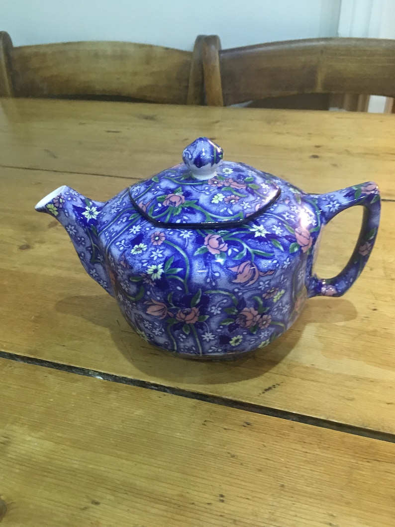 Ringtons Hexagonal Blue Chintz Teapot image 1