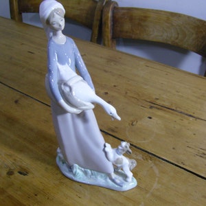 Lladro Goose Girl with Puppy