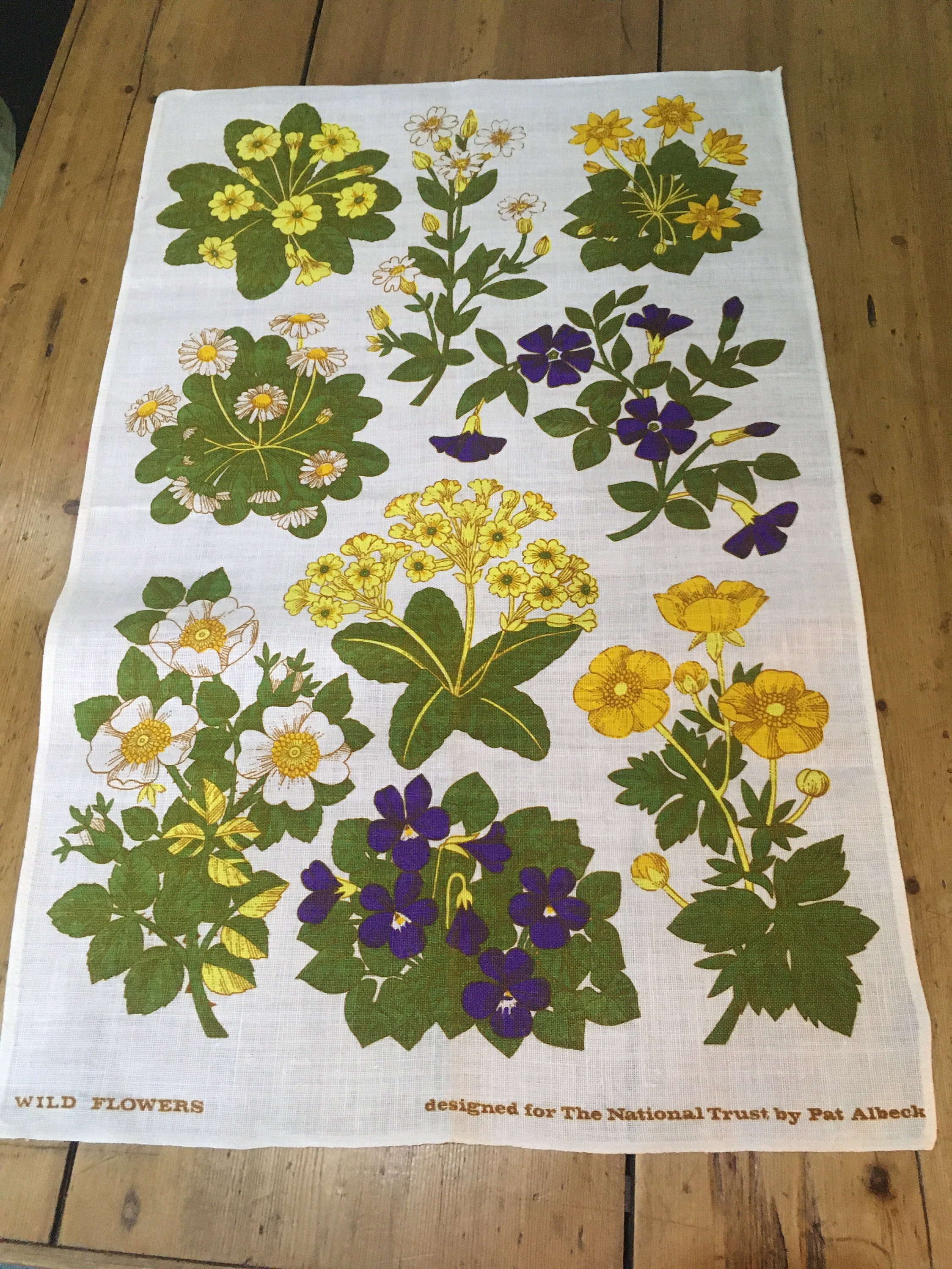 Pat Albeck National Trust Wild Flowers Tea Towel Etsy UK