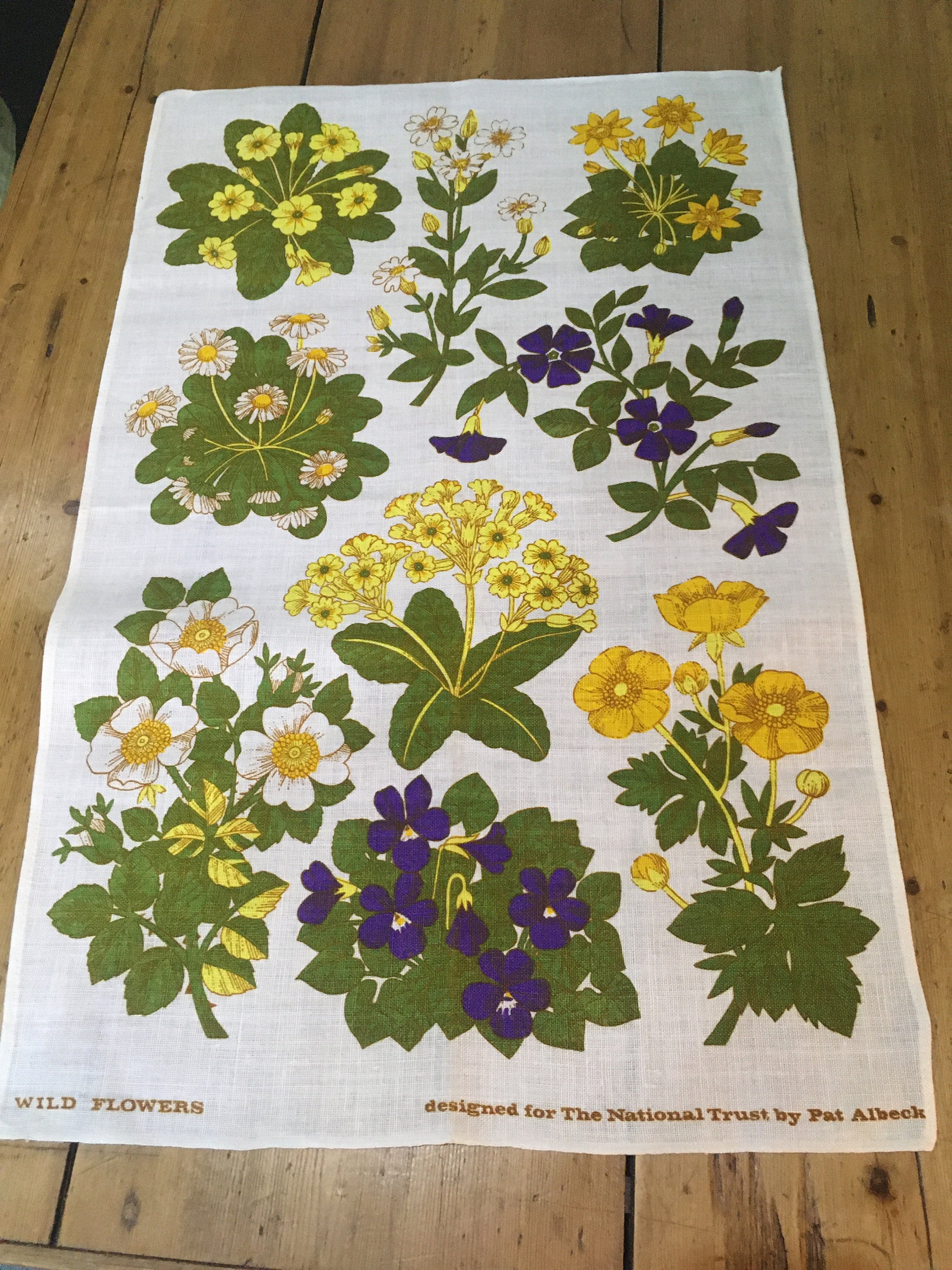 Pat Albeck National Trust Wild Flowers Tea Towel - Etsy UK