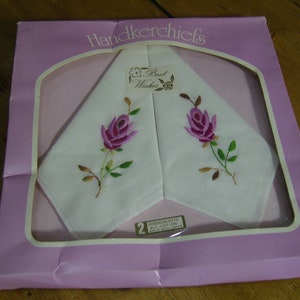 Two Ladies Embroidered Cotton Handkerchiefs