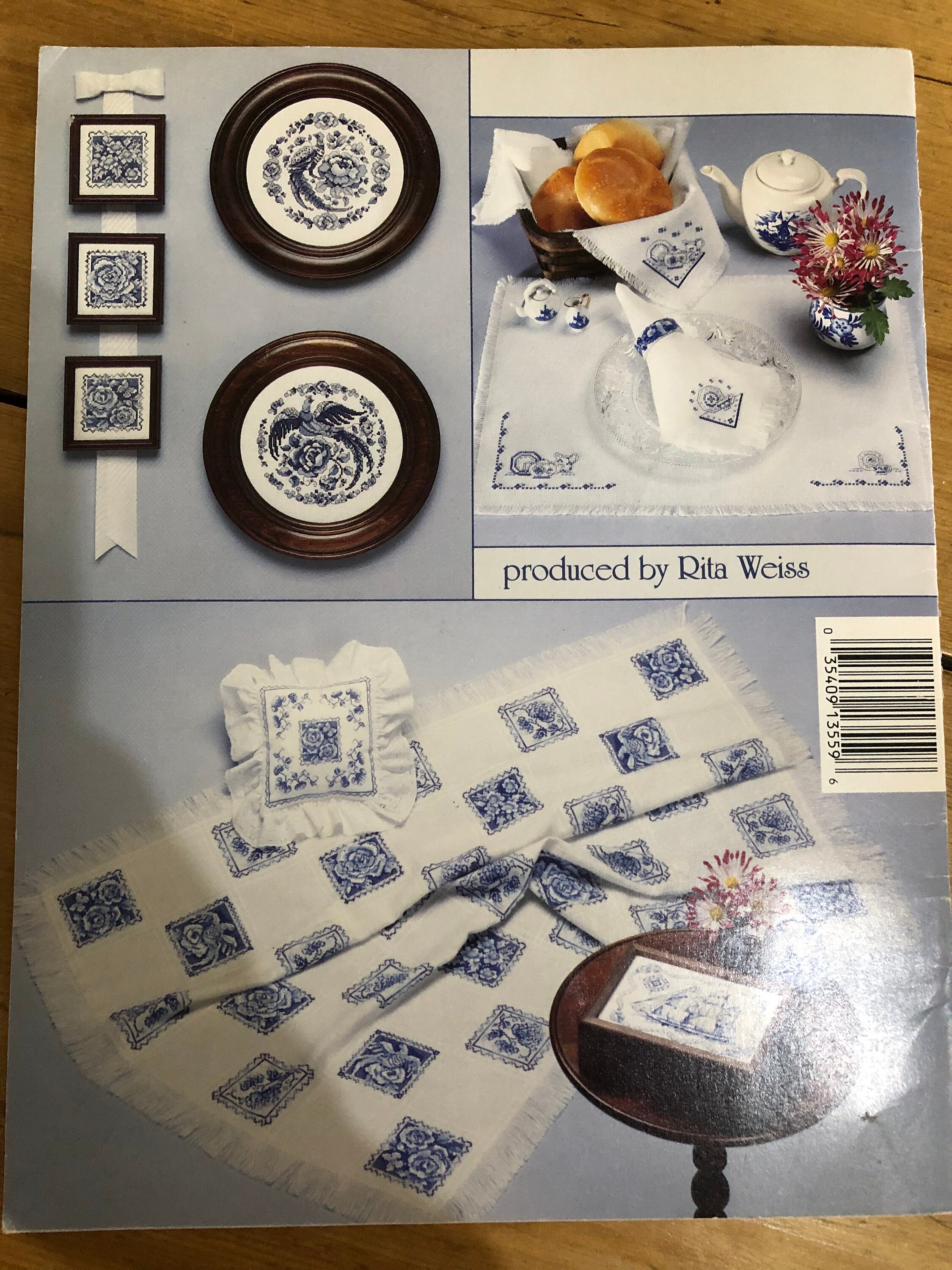 Blue and White Designs in Cross Stitch Pattern Book by Linda