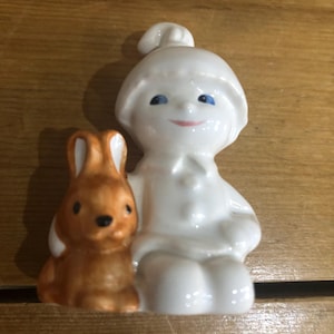 RESERVED FOR JEN Goebel White Porcelain Girl and Bunny Rabbit Figurine