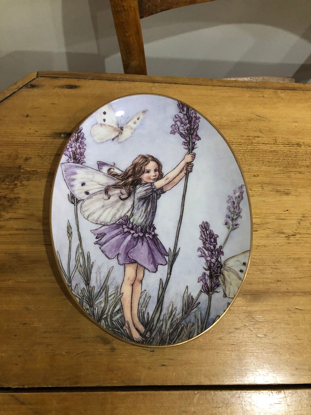 Royal Worcester Flower Fairies 75 Years Oval Wall Plate, the Lavender