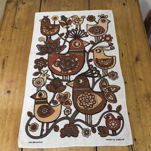 Retro Old Bleach, Mod Birds, Irish Linen Tea Towel