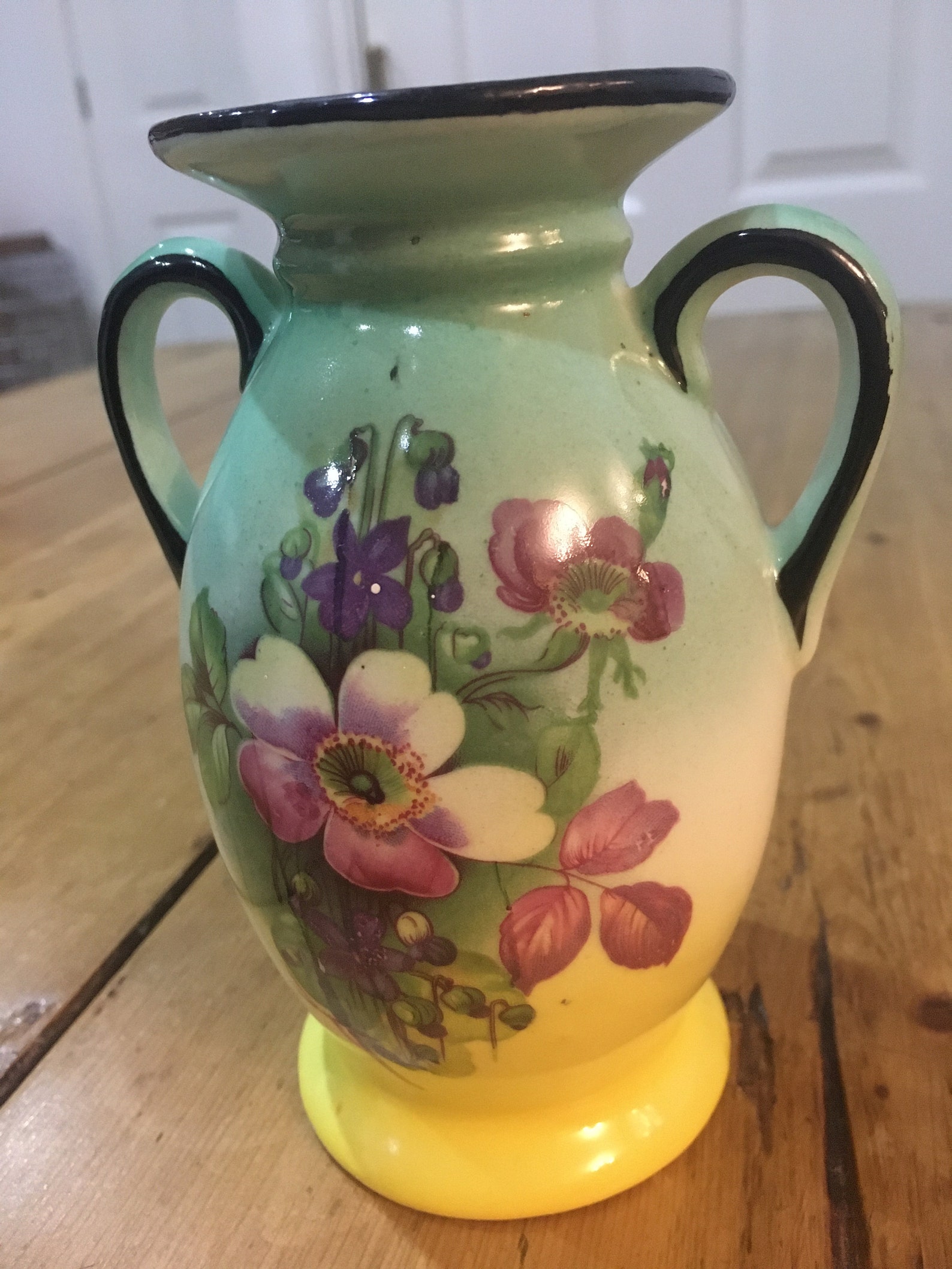 Czechoslovakian Floral Twin Handled Pottery Vase / Urn Etsy Singapore