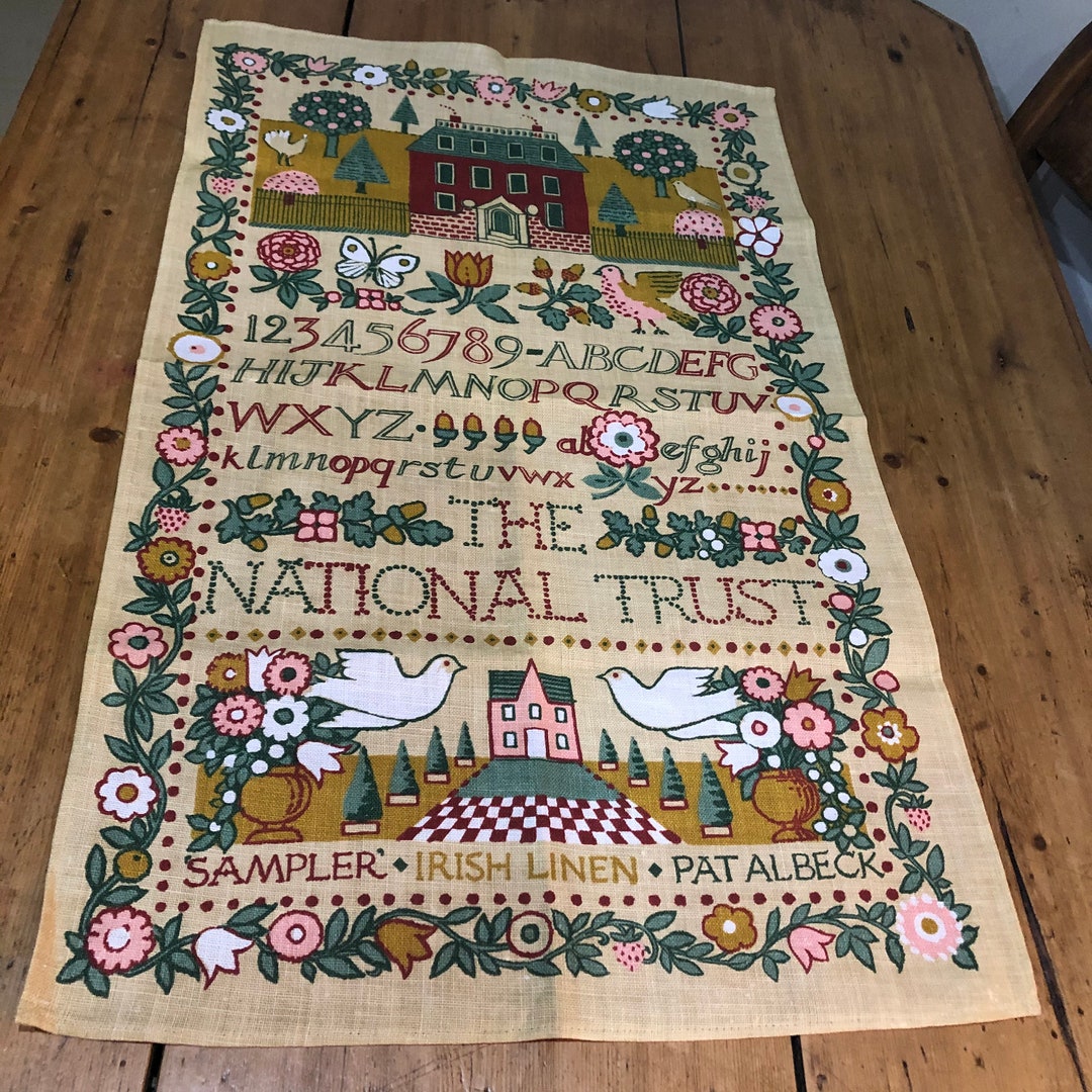 Pat Albeck National Trust Sampler Tea Towel / Glass Cloth Etsy