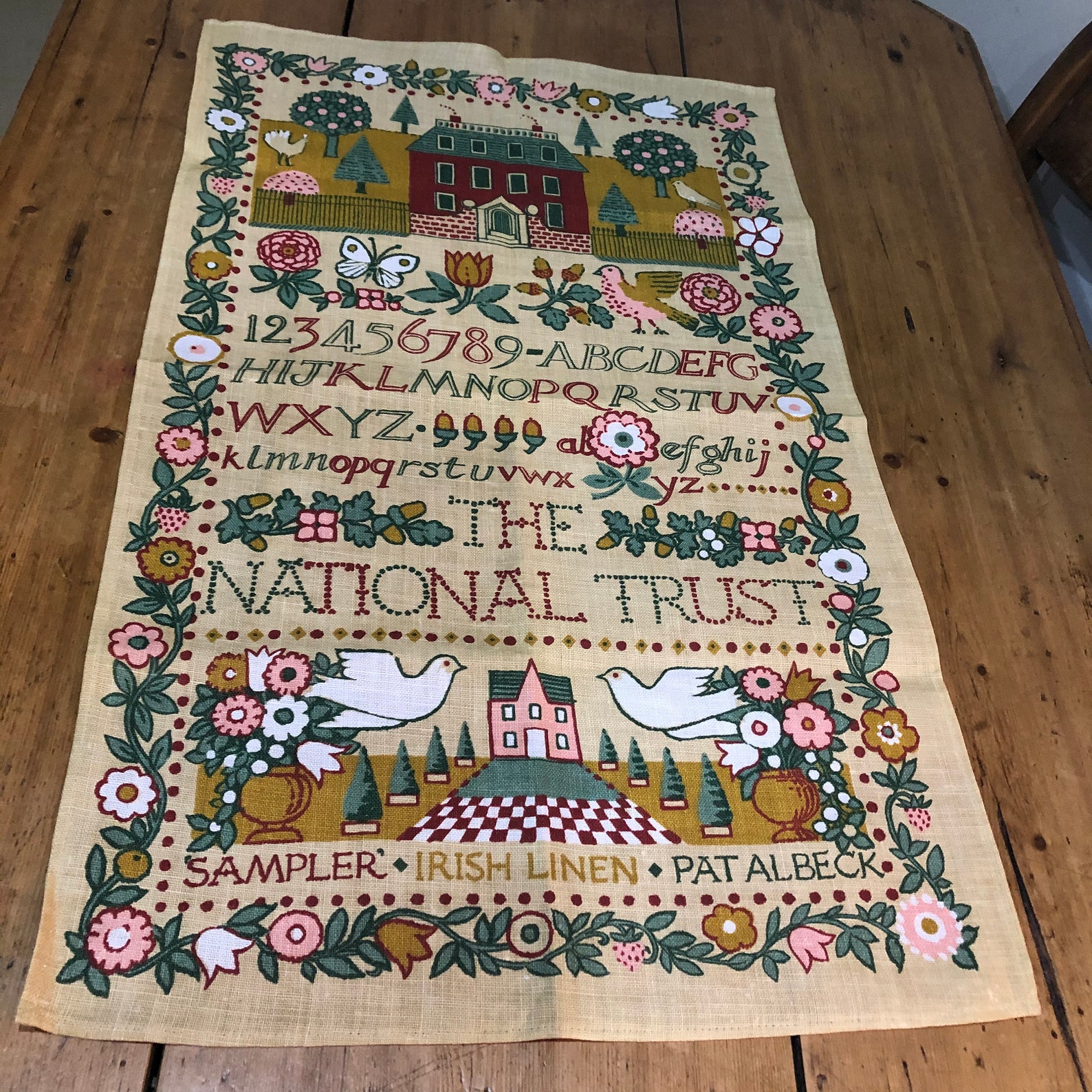 Pat Albeck National Trust Sampler Tea Towel / Glass Cloth Etsy