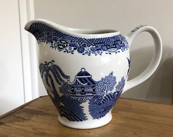 Wood's Ware Willow Pattern Blue and White Milk Jug