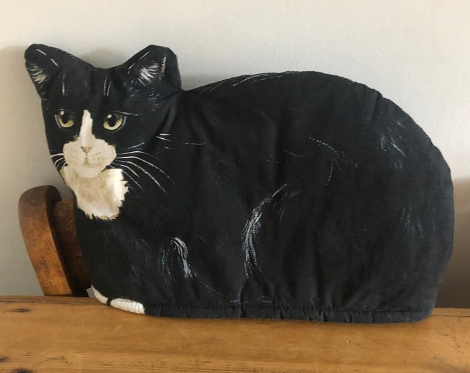Sari Fabrics Black and White Cat Tea Cosy Etsy