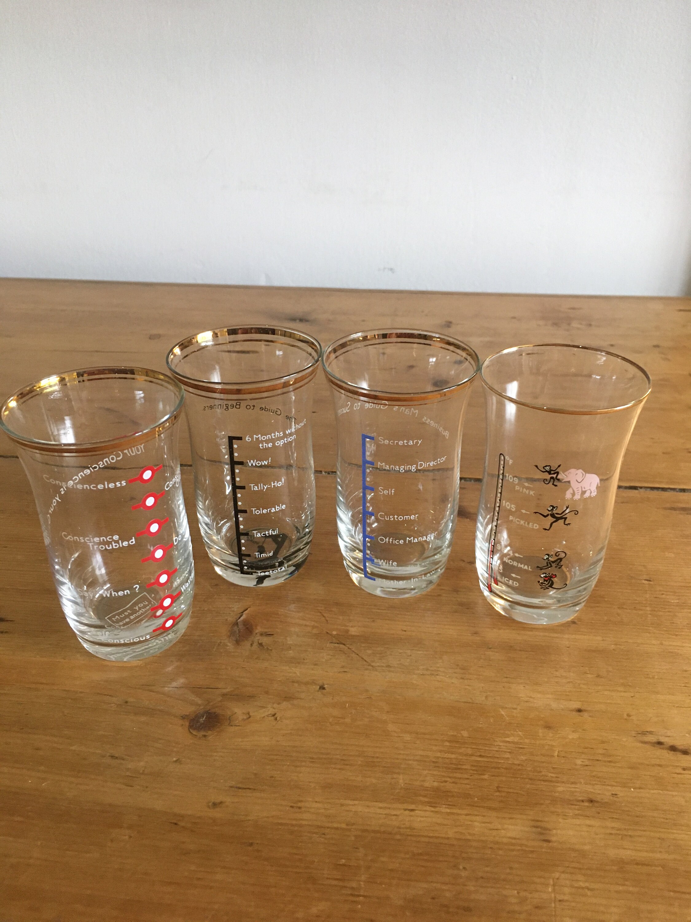 Boxed Set of Four Novelty Drinking Measurement Scale Glasses Etsy UK