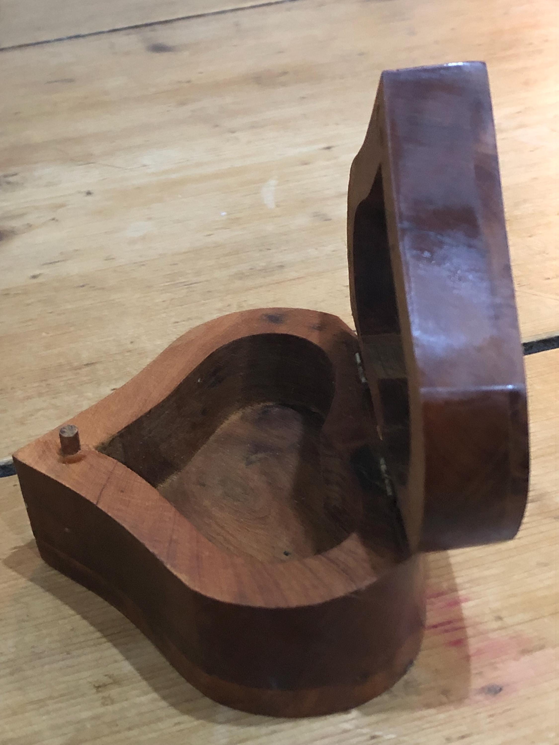 Boîte à Bijoux Coeur En Loupe De Thuya - Superbe Pièce Vintage En Bois