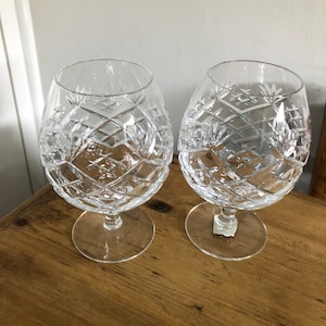 Pair of Royal Doulton Crystal,  Arden, Stemmed Cognac Brandy Glasses