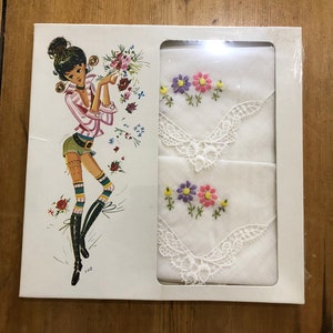 Two Ladies Embroidered Cotton Handkerchiefs