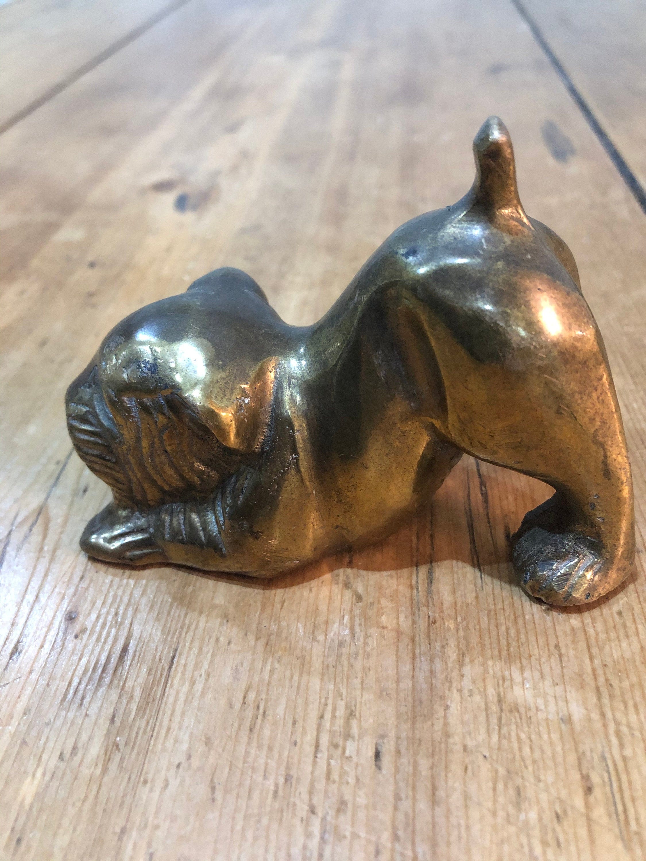 ビンテージ真鍮製犬置物 犬オブジェ 玄関オブジェ LCM 7378